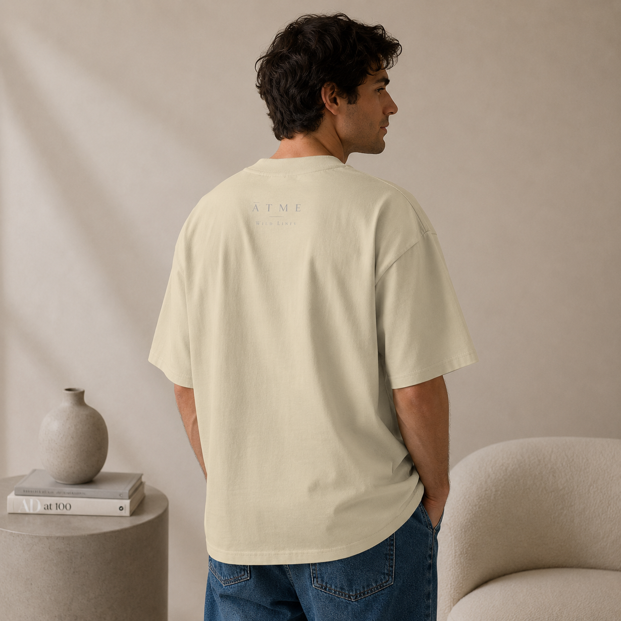 Lily botanical oversized t-shirt front view — illustrated art clothing by Atme
