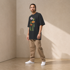 Wild Poppy illustrated oversized t-shirt — washed fabric, nature-inspired art by Atme