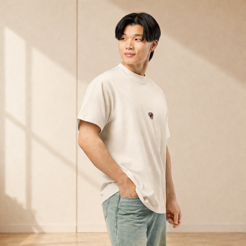 Wild Lines Amaryllis box tee — bold floral art on relaxed boxy cut, Atme