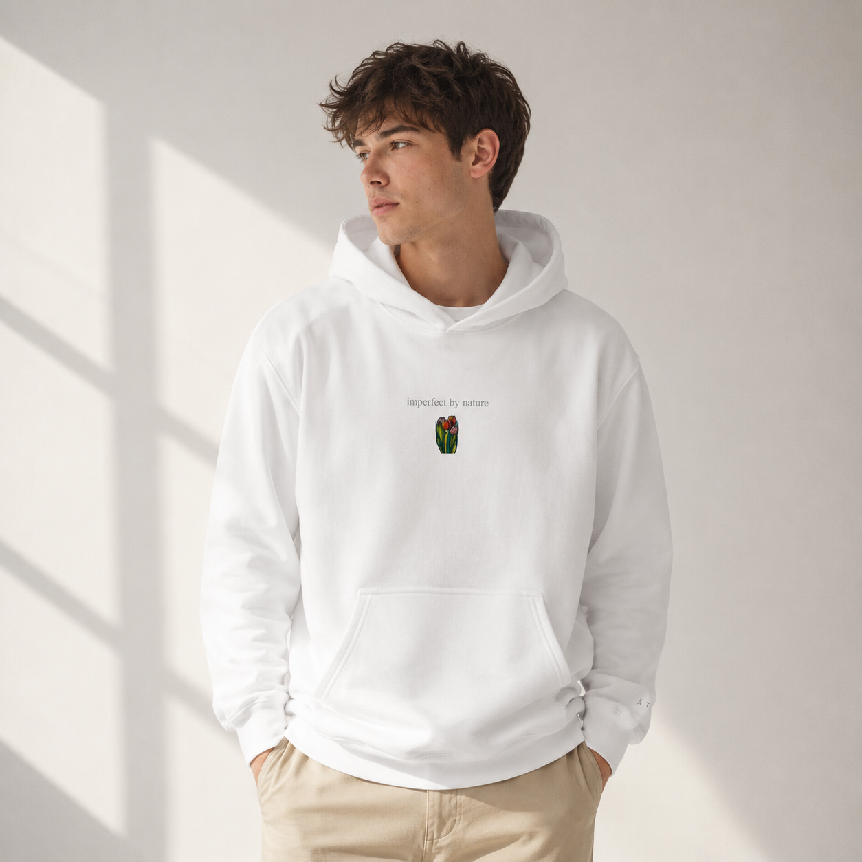 Tulips hoodie — hand-drawn botanical illustration, Wild Lines by Atme