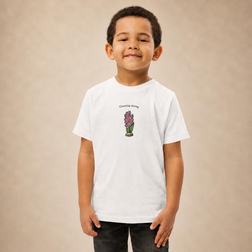 Original hand-drawn hyacinth design on kids' t-shirt — Atme Wild Lines