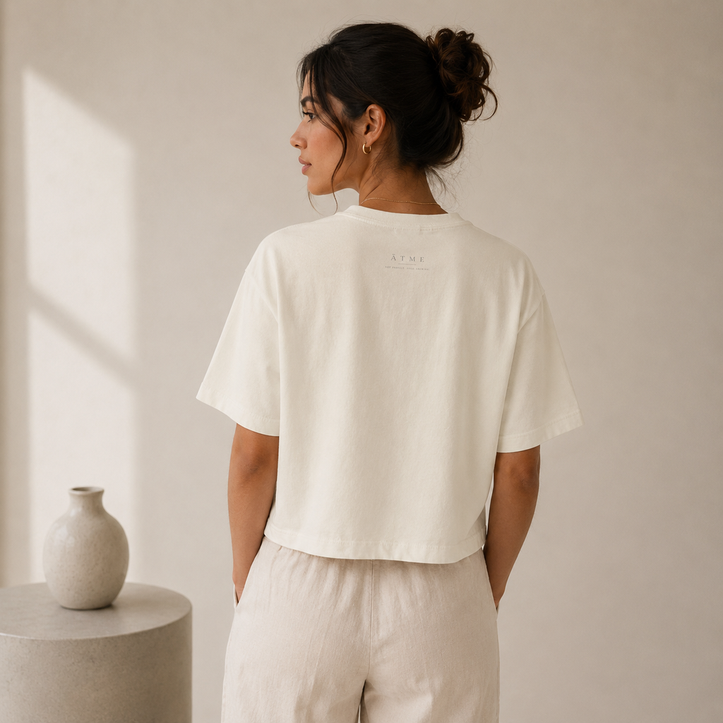Wild Lines Amaryllis heavyweight tee detail — bold ink illustration on cotton, Atme