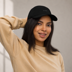 Organic cotton dad hat detail — woven label, ĀTME Original by Atme