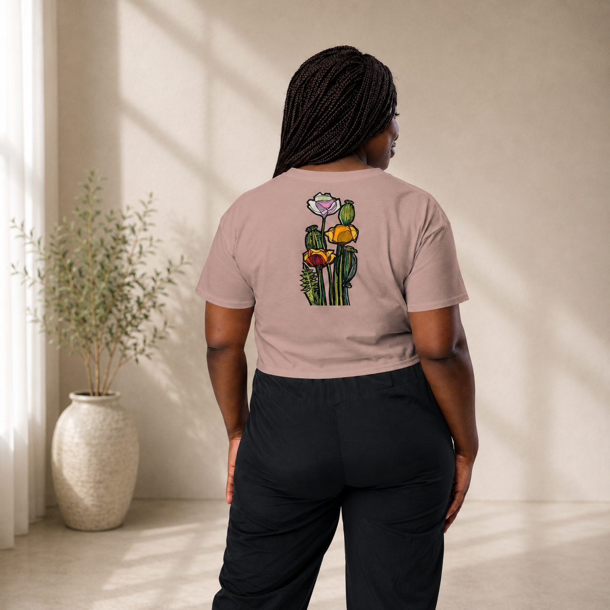 Atme Wild Lines — Wild Poppy crop top, original illustrated design