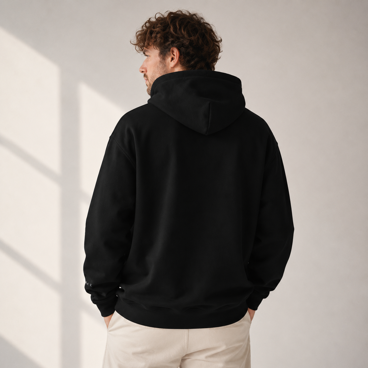 Wild Lines Tulips hoodie detail — bold ink illustration on soft fabric, Atme