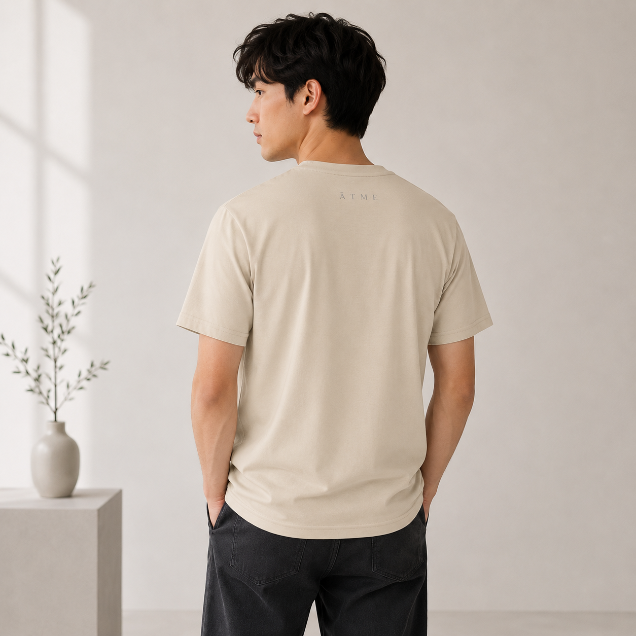 Wild One men’s tee back view — hand-drawn botanical print, Wild Lines by Atme