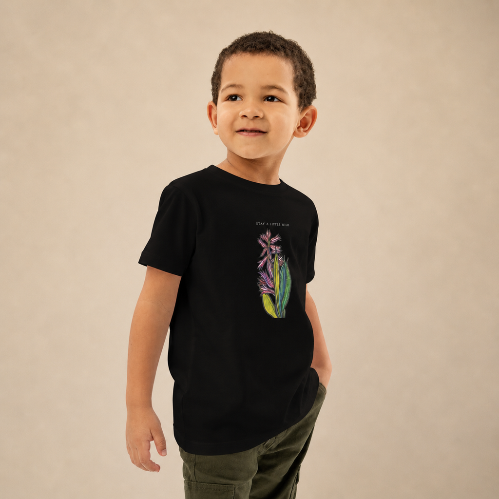 Kids' t-shirt with hand-drawn hyacinth illustration — Wild Lines collection by Atme