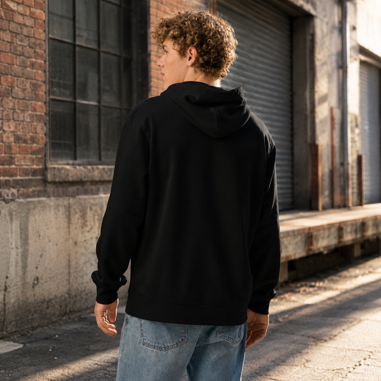Wild Lines Lily hoodie detail — bold ink illustration on organic cotton, Atme