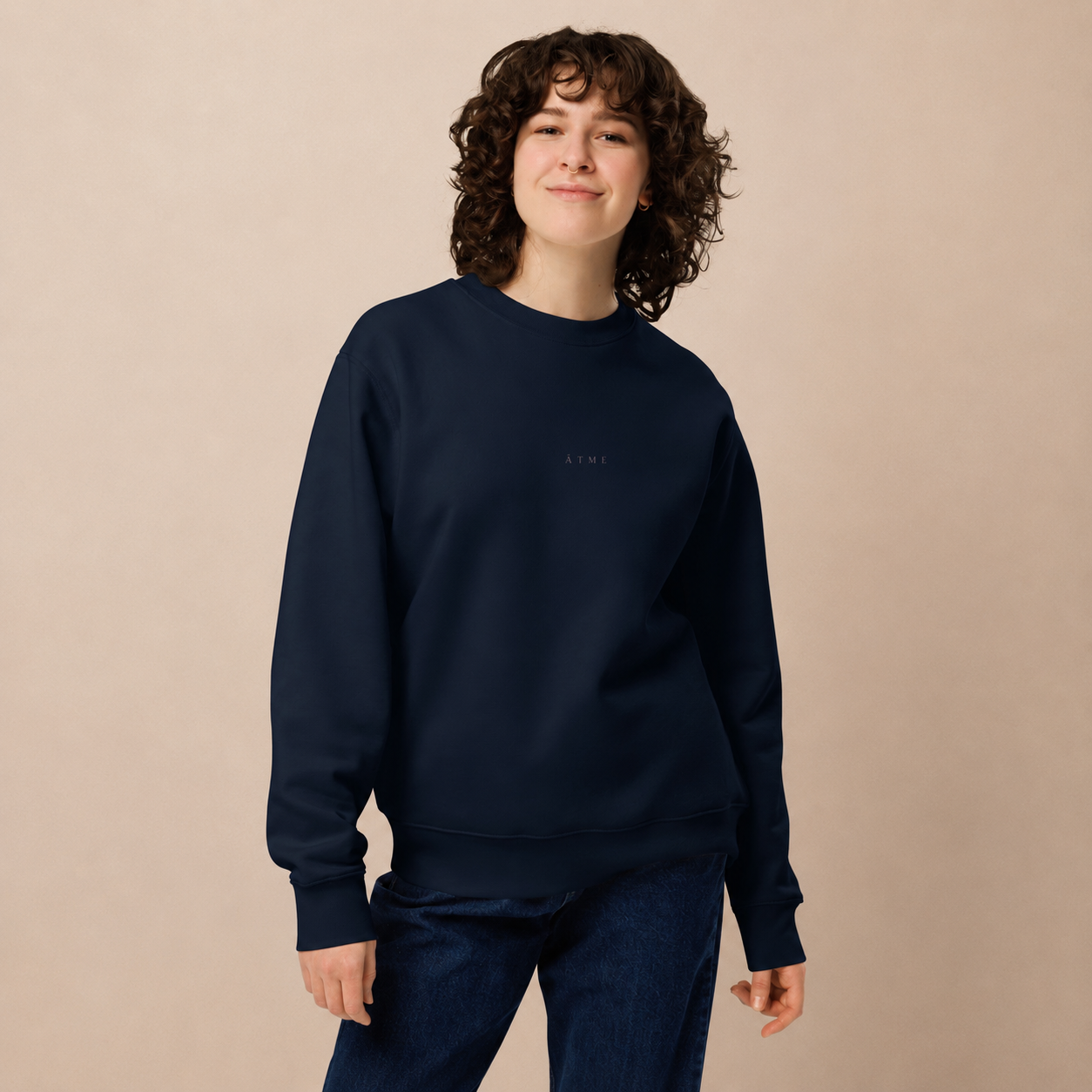 ĀTME organic sweatshirt back view — clean finish, ĀTME Original by Atme