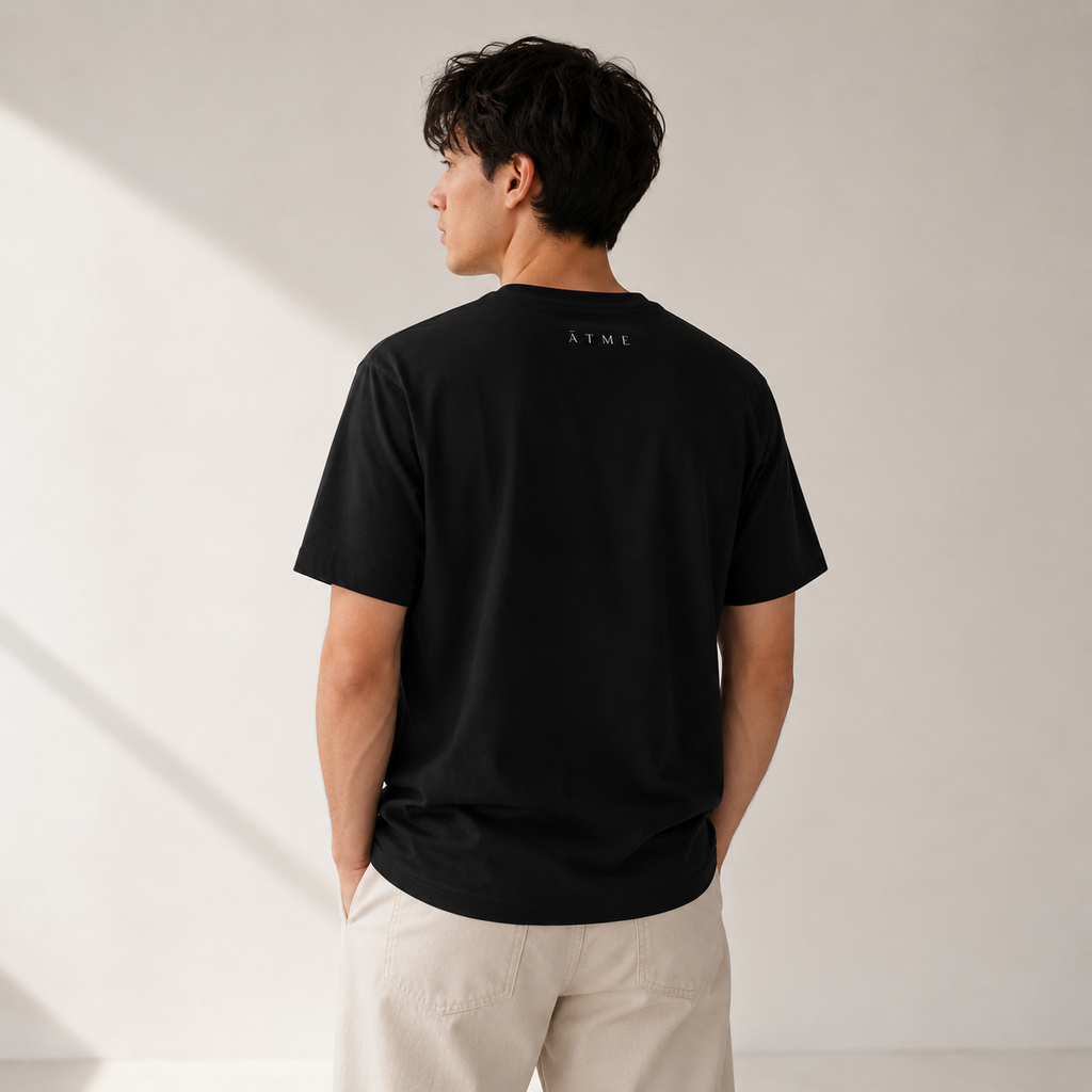 Wild Lines Wild One organic tee for men — bold floral art, Atme