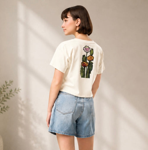 Wild Poppy crop top — hand-drawn botanical illustration, Wild Lines by Atme