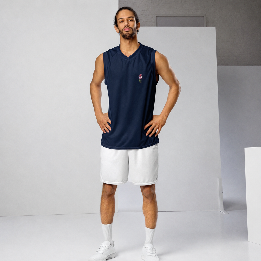 Wild One basketball jersey — hand-drawn Wild One illustration on recycled activewear jersey, Wild Lines Collection by Atme