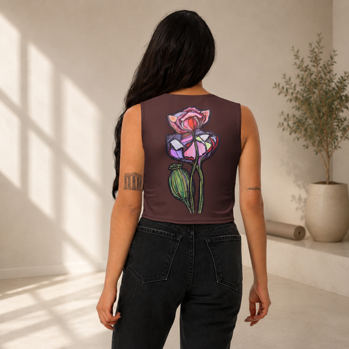 Wild One crop top — At My Own Pace hand-drawn illustration on fitted stretch crop top, Wild Lines Collection by Atme