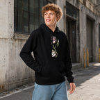 Lily organic mid-weight hoodie — wearable botanical art, Wild Lines by Atme