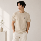 Illustrated botanical tee — Wild One organic mid-light design, Wild Lines by Atme