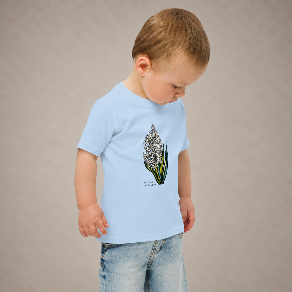 Hyacinth botanical illustration on kids' t-shirt — Wild Lines by Atme