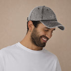 Vintage cotton twill cap back view — embroidered Wild Lines design, Atme