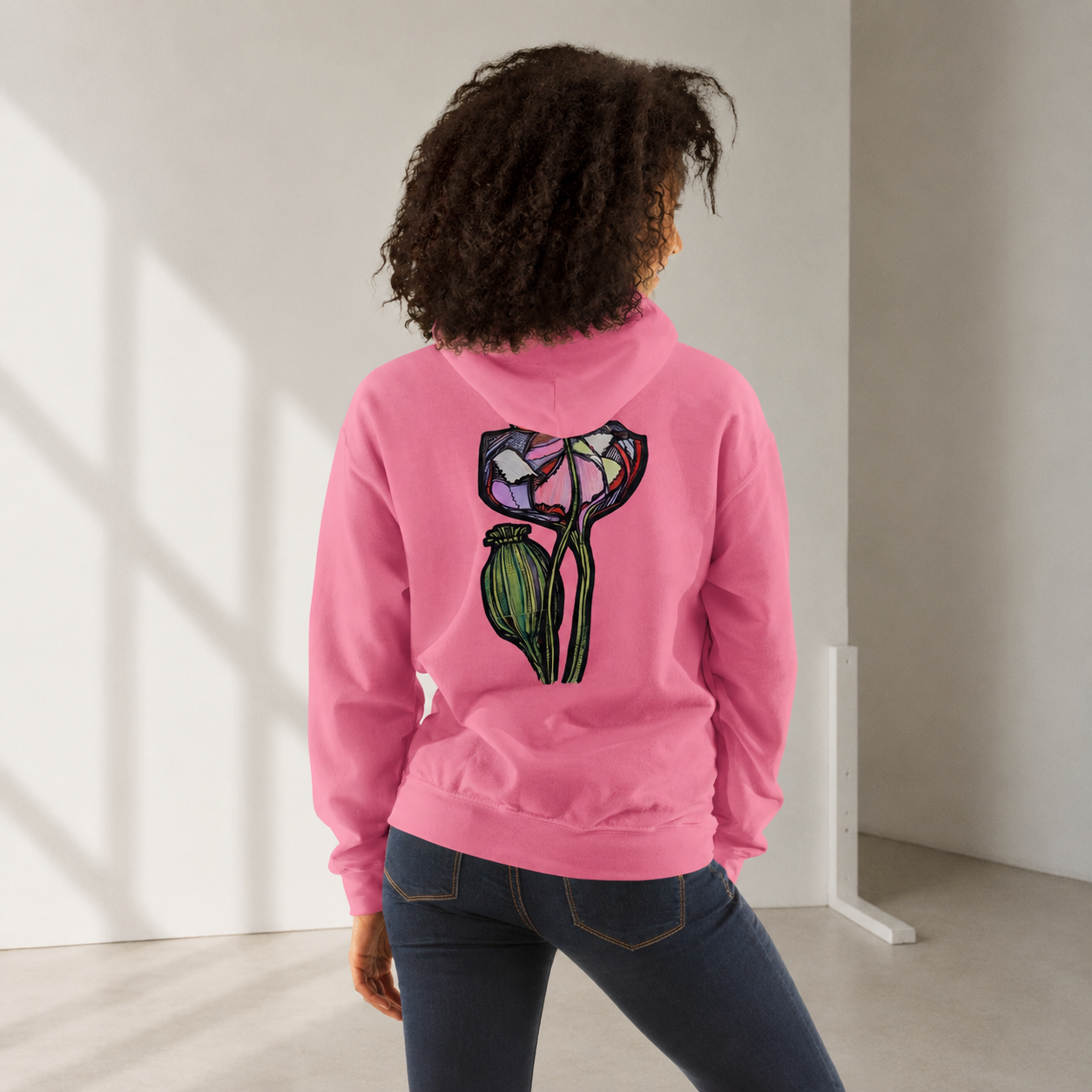Wild Lines hoodie with original botanical illustration — Wild One by Atme