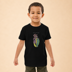 Hand-drawn hyacinth print on kids' t-shirt — original art by Atme