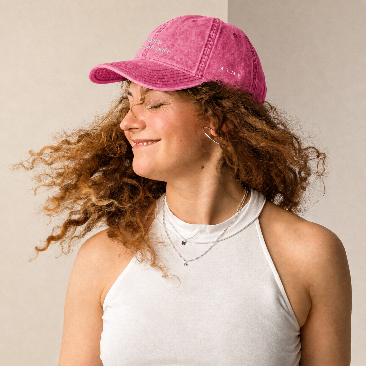 Embroidered cotton twill cap with hand-drawn Wild Lines illustration — Wild Lines collection by Atme