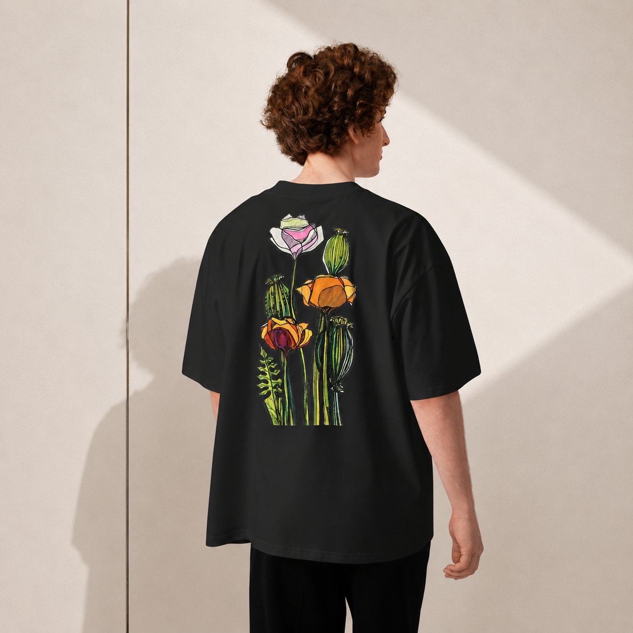 Dámské tričko Wild Poppy Organic Oversized s vysokým límcem
