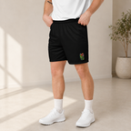 Tulips eco mesh shorts front — hand-drawn tulip illustration on recycled polyester shorts, Wild Lines Collection by Atme