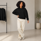Wild Lines Amaryllis sweatshirt detail — bold ink illustration on soft fabric, Atme