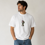 Lily organic oversized tee — bold hand-drawn flora, Wild Lines by Atme