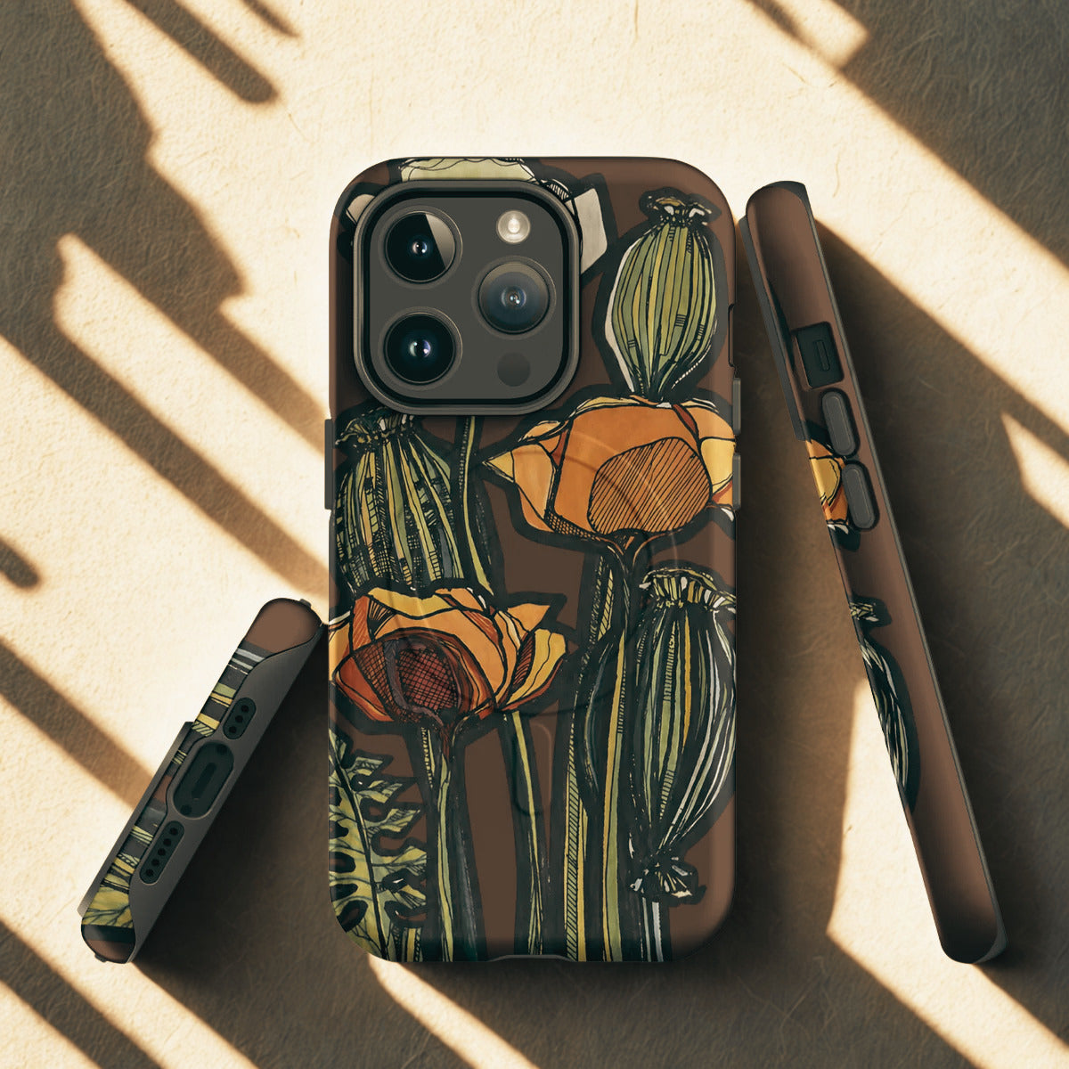 MagSafe iPhone case with hand-drawn Wild Poppy illustration — Wild Lines collection by Atme