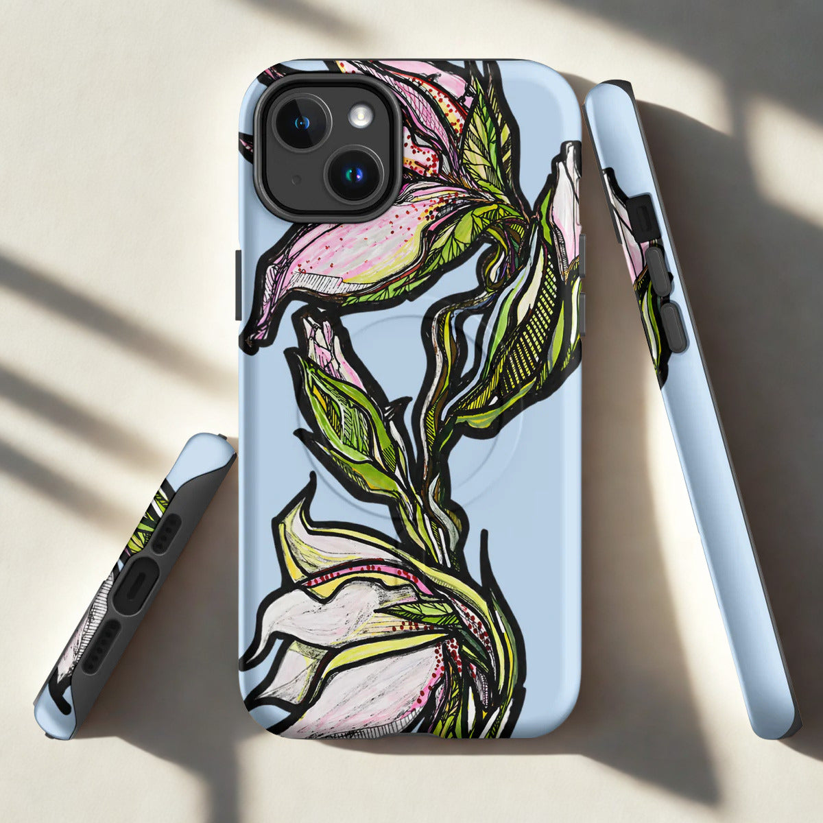 MagSafe iPhone case with hand-drawn lily illustration — Wild Lines collection by Atme