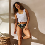 Wild Poppy bikini bottom side — wild poppy botanical print on high-waisted swimwear, Wild Lines Collection by Atme