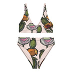 Wild Poppy high-waisted bikini flat lay — full set view of botanical printed swimwear, Wild Lines Collection by Atme