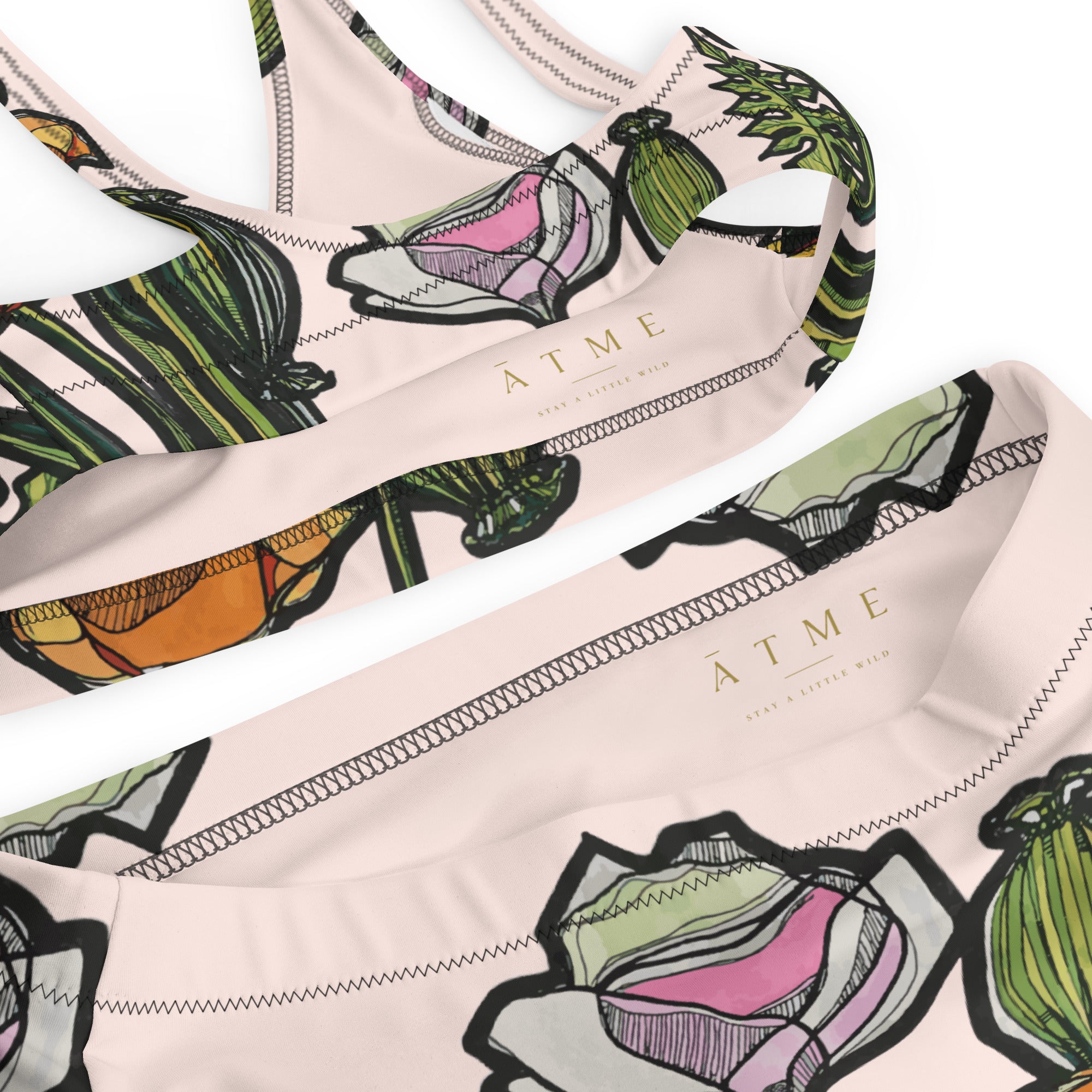Wild Poppy recycled bikini fabric detail — 88% recycled polyester construction, Wild Lines Collection by Atme