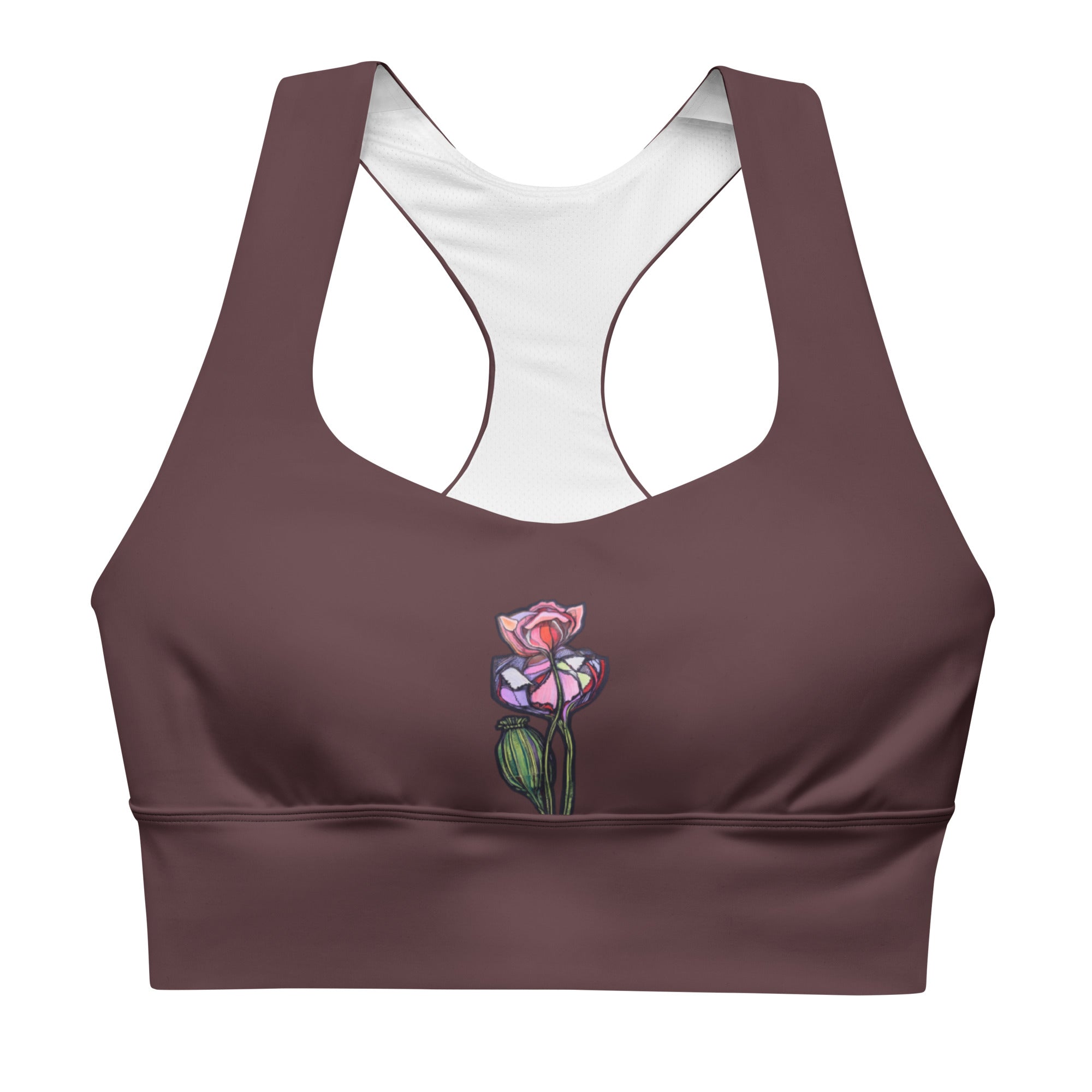 Recycled longline sports bra featuring original Wild One artwork — Atme independent art brand