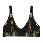 Wild Poppy bikini top flat lay — all-over wild poppy print on recycled swimwear top, Wild Lines Collection by Atme