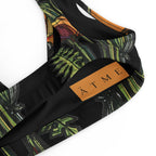 Wild Poppy padded bikini top fabric detail — double-layered recycled polyester construction, Wild Lines Collection by Atme