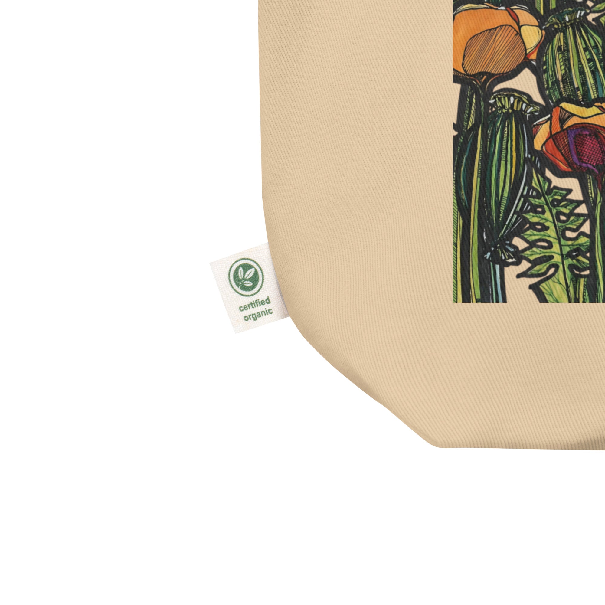 Wild Lines Wild Poppy print organic tote — bold floral art on organic cotton, Atme