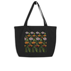 Botanical Wild Poppy large tote bag — artist-drawn illustration, Wild Lines by Atme
