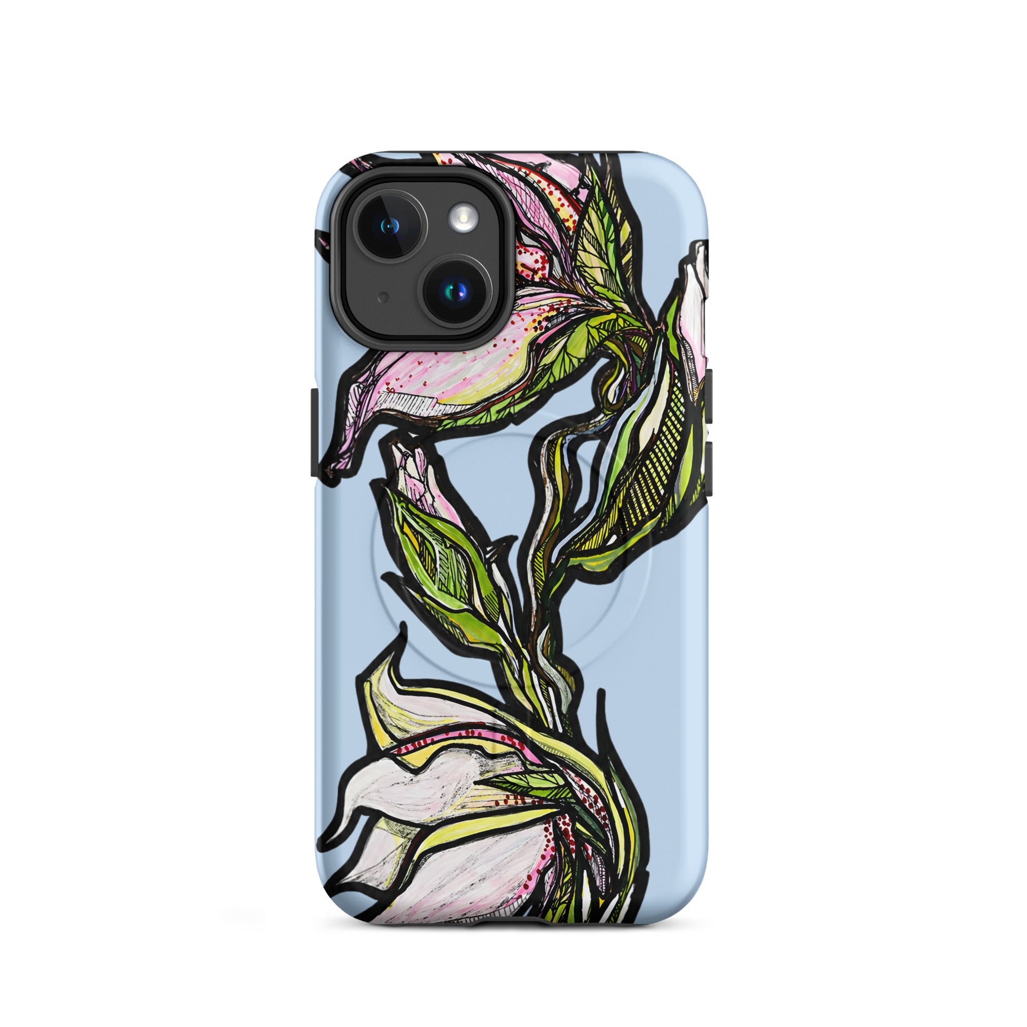 MagSafe iPhone case with hand-drawn lily illustration — Wild Lines collection by Atme