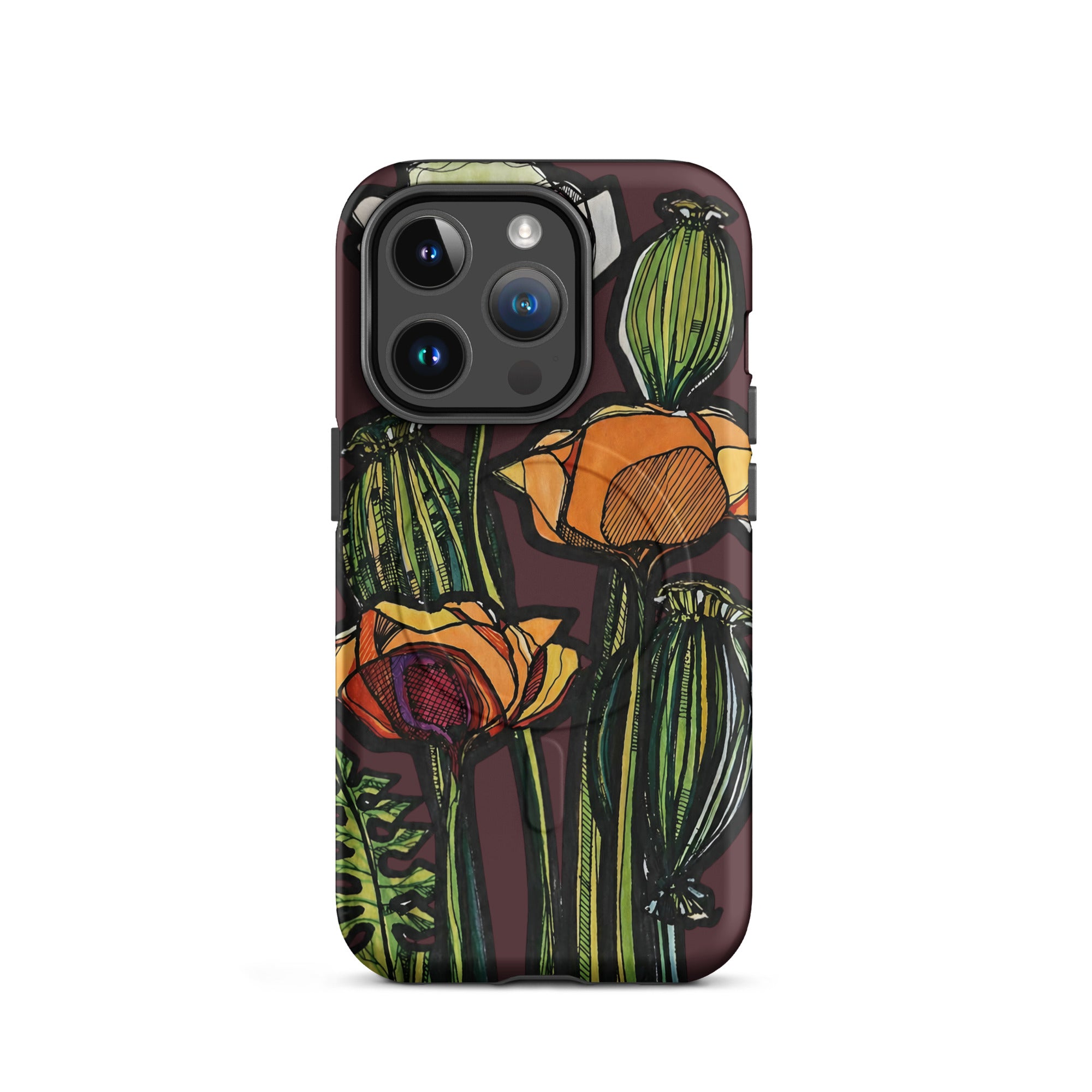 MagSafe iPhone case with hand-drawn Wild Poppy illustration — Wild Lines collection by Atme