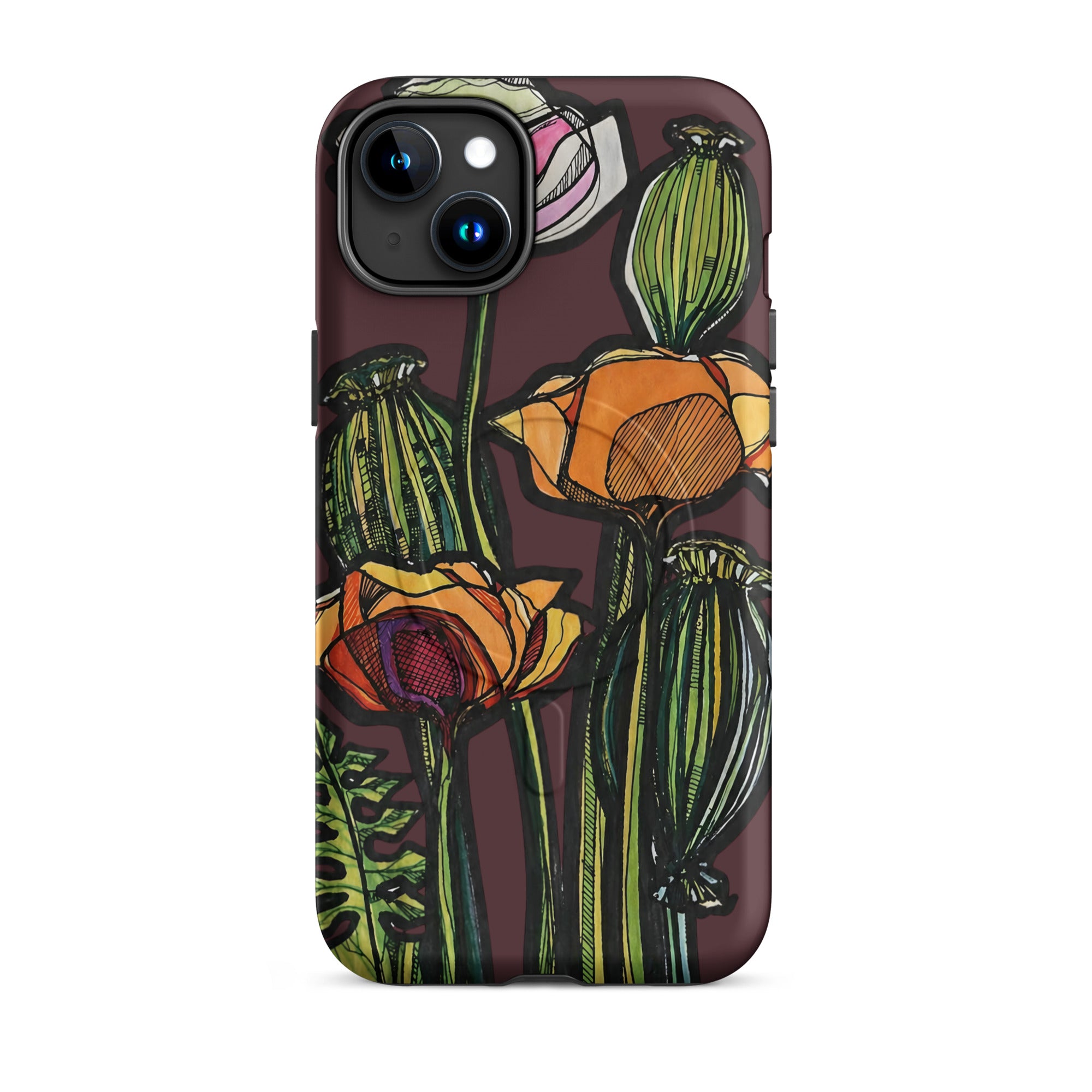 MagSafe iPhone case featuring original Wild Poppy artwork — Atme independent art brand