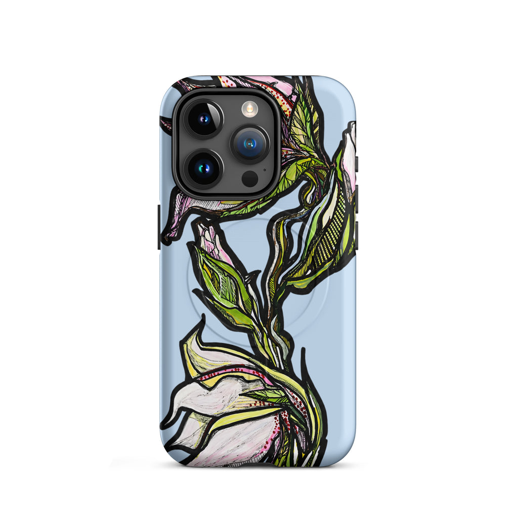 MagSafe iPhone case featuring original lily artwork — Atme independent art brand