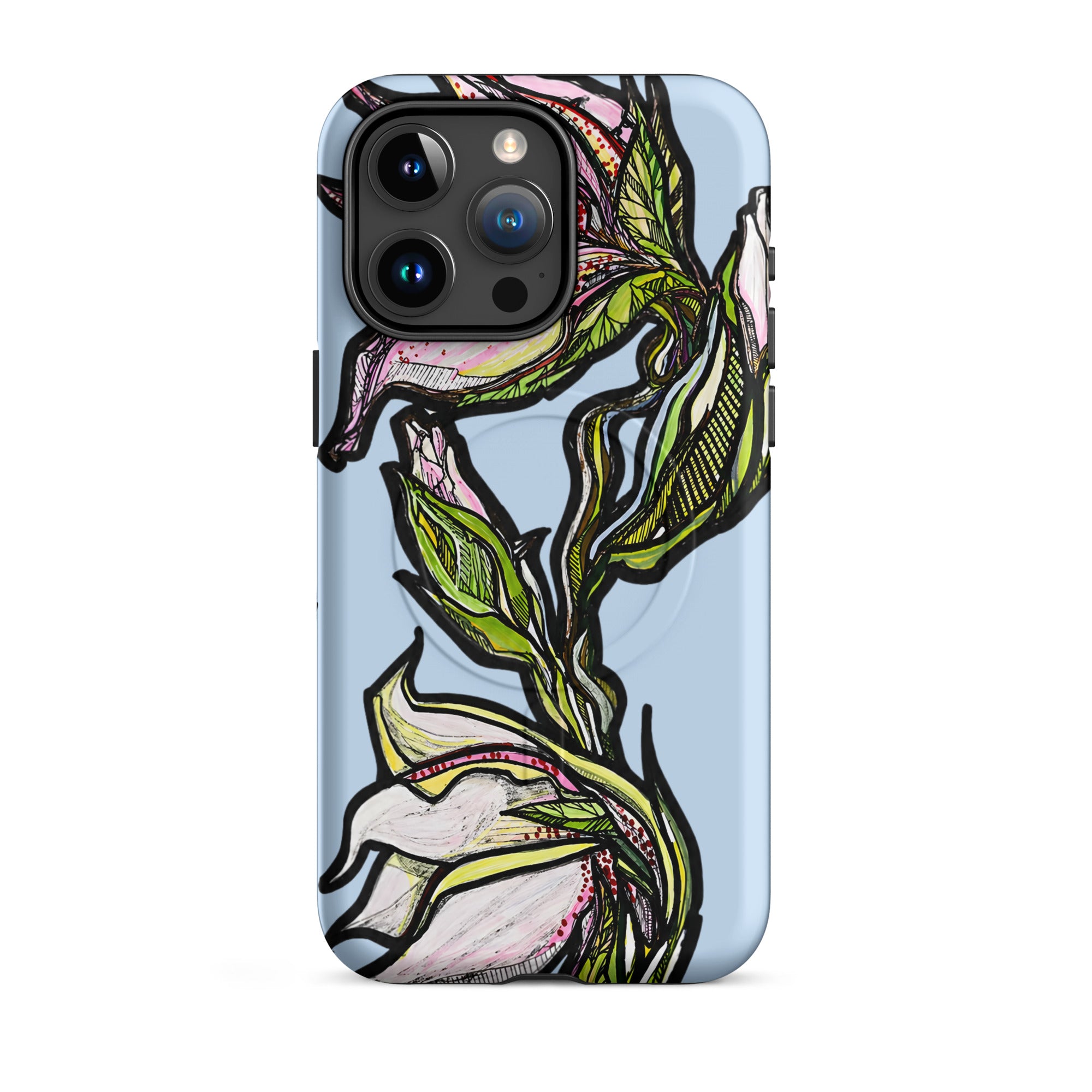 MagSafe iPhone case with hand-drawn lily illustration — Wild Lines collection by Atme