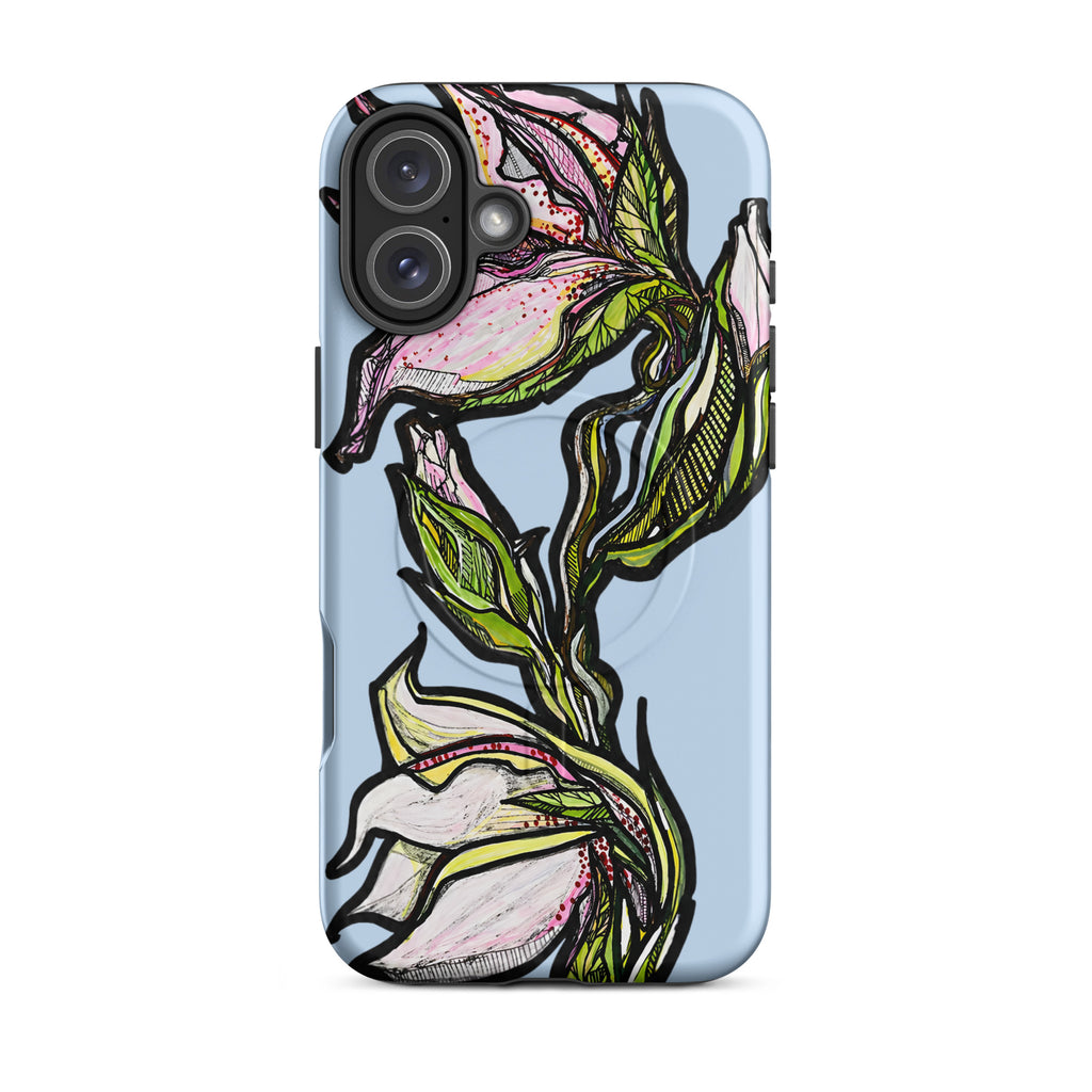 Original hand-drawn lily design on MagSafe iPhone case — Atme Wild Lines