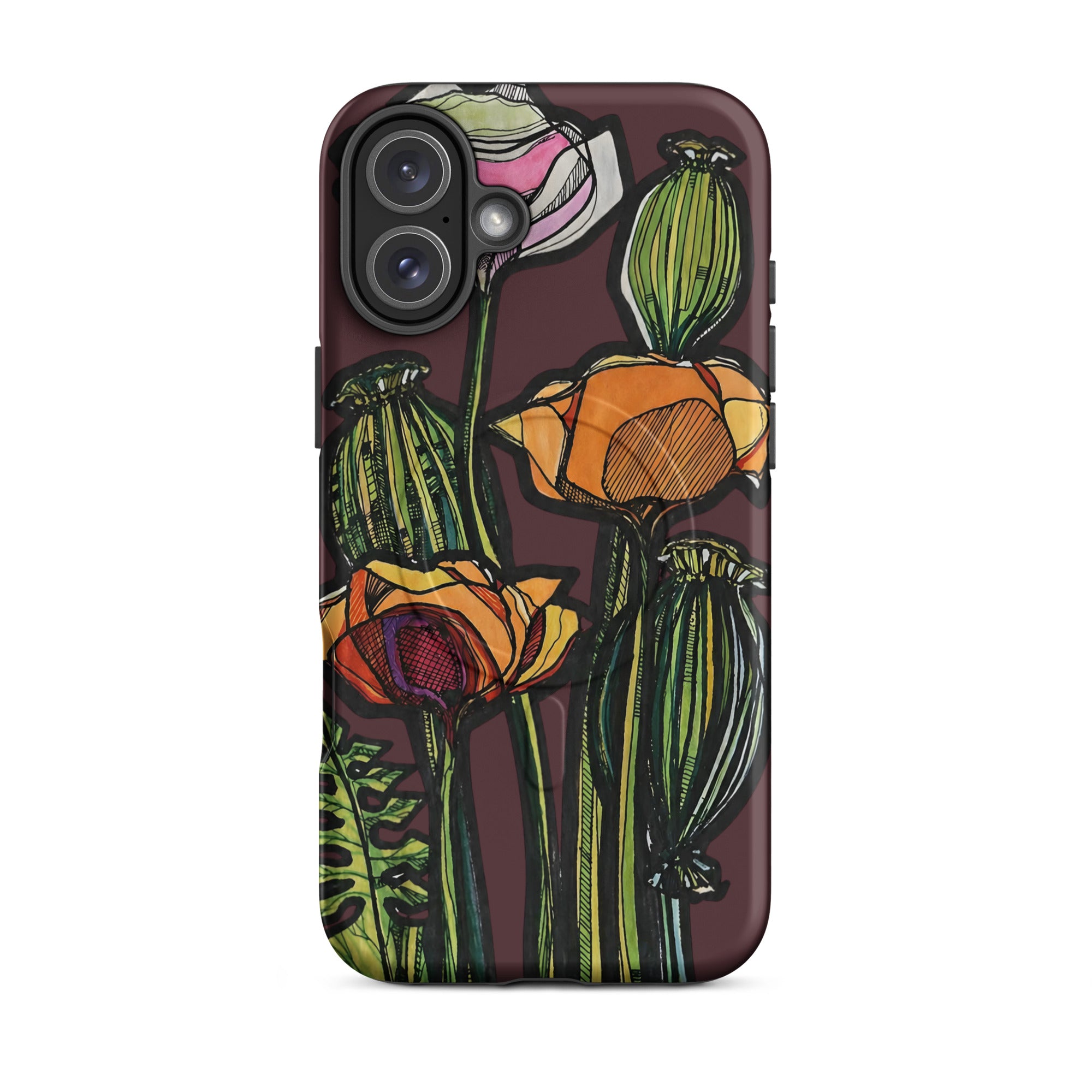 MagSafe iPhone case featuring original Wild Poppy artwork — Atme independent art brand