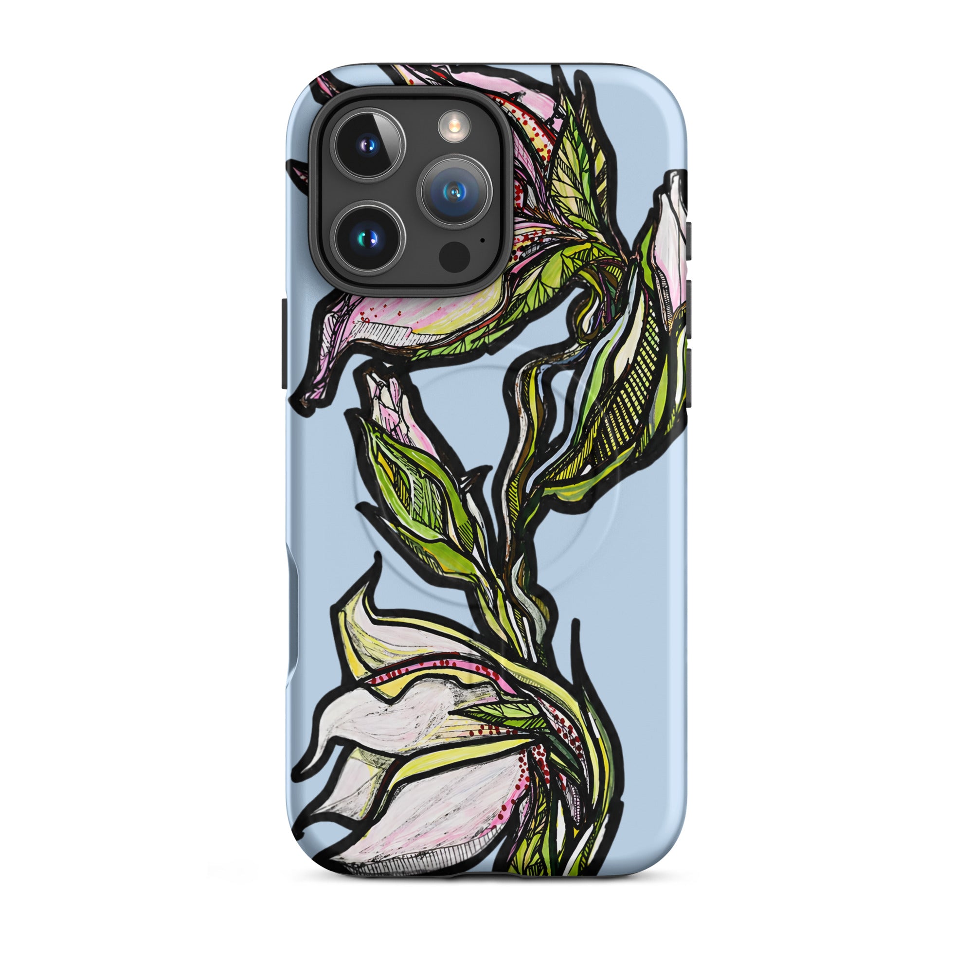 MagSafe iPhone case featuring original lily artwork — Atme independent art brand