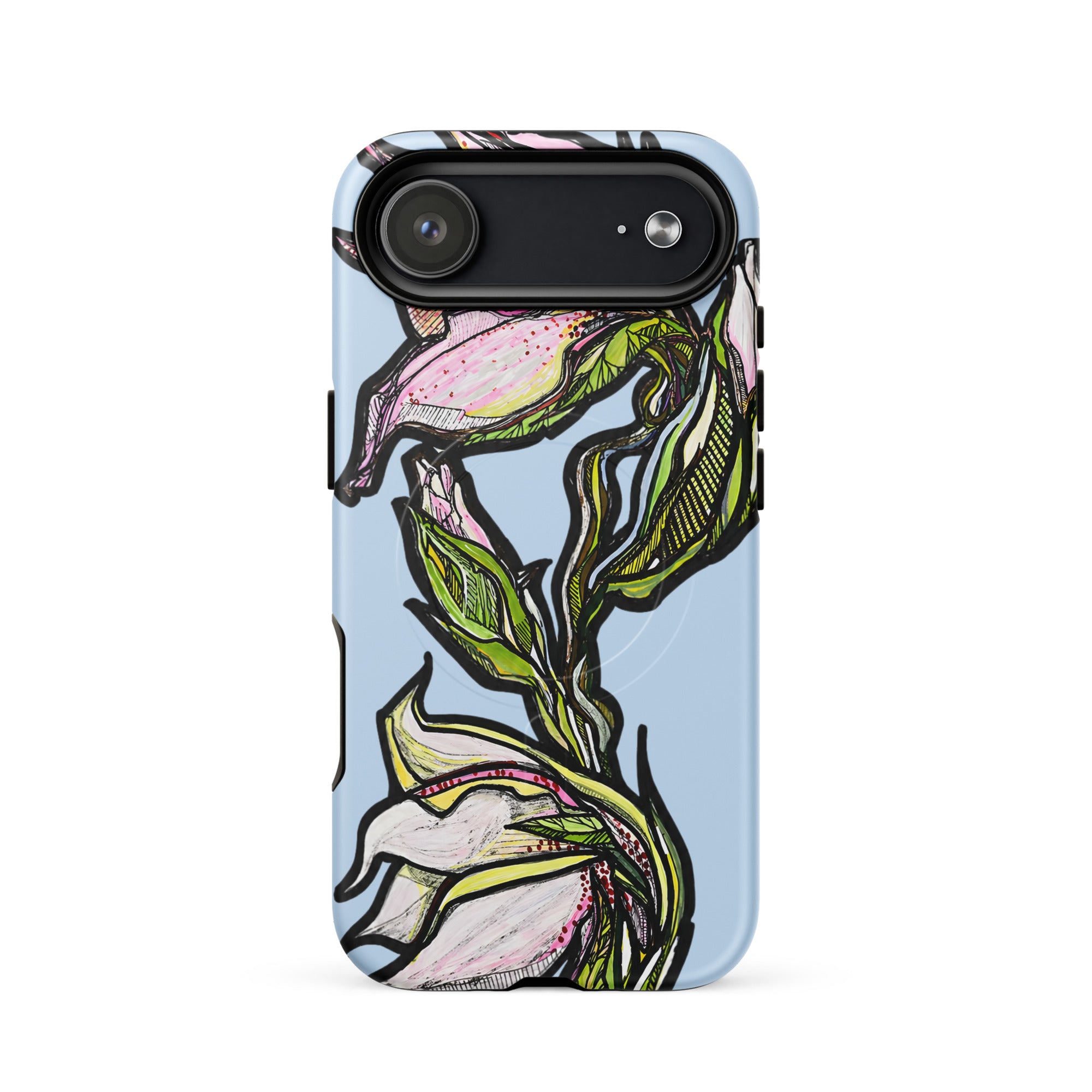 MagSafe iPhone case with hand-drawn lily illustration — Wild Lines collection by Atme