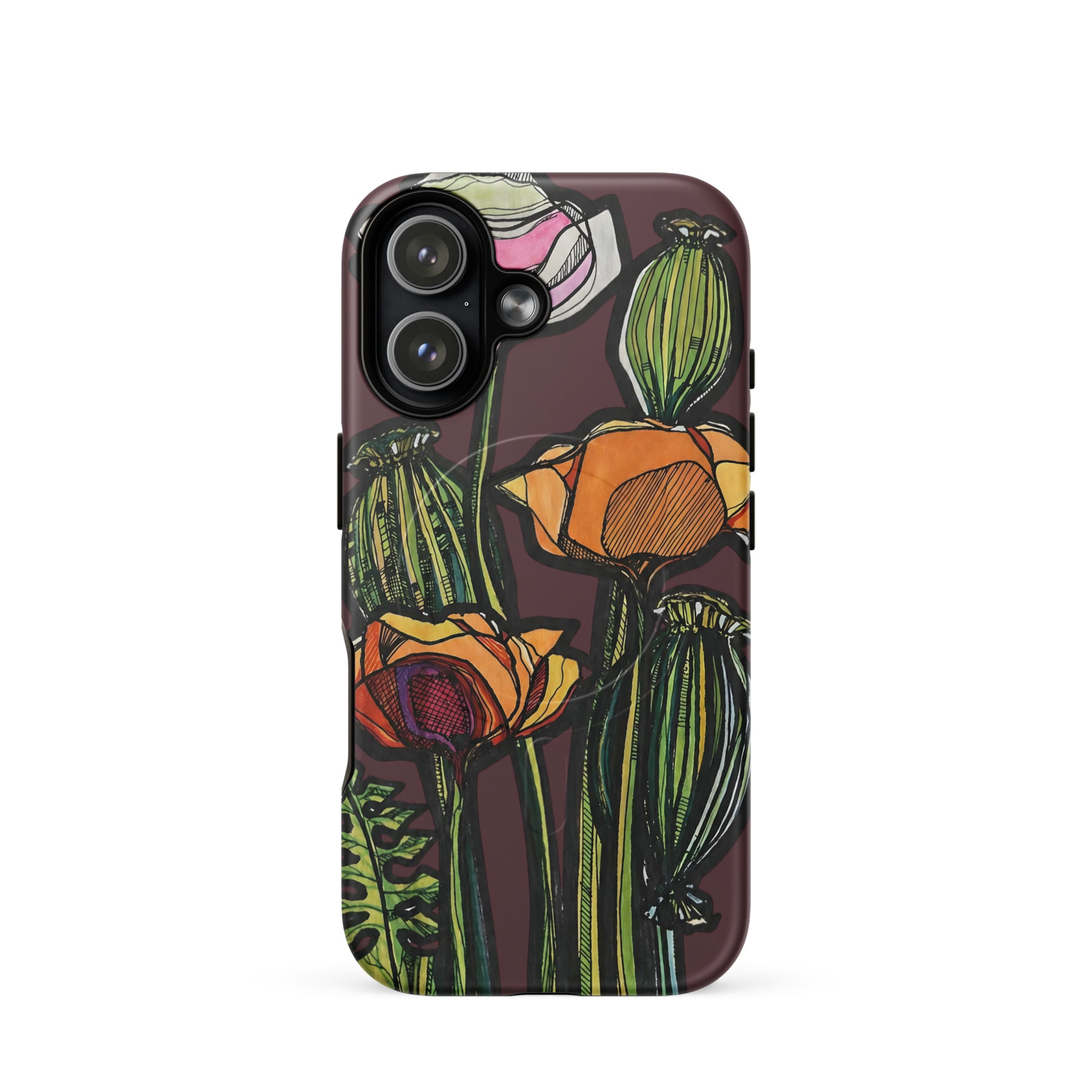 MagSafe iPhone case featuring original Wild Poppy artwork — Atme independent art brand