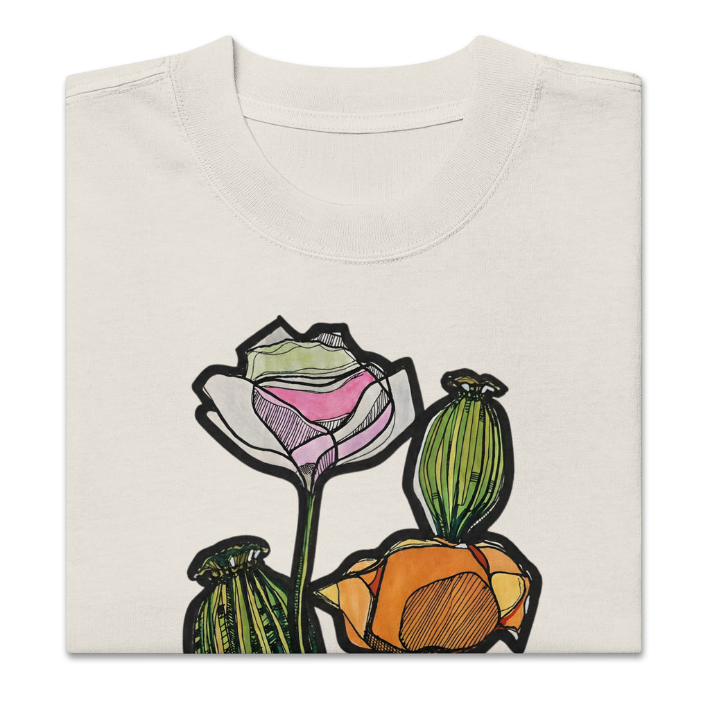 Wild Lines Wild Poppy faded tee — bold floral art on relaxed-fit cotton, Atme