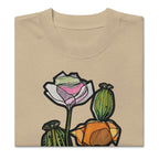 Illustrated botanical oversized tee — Wild Poppy design, Wild Lines by Atme